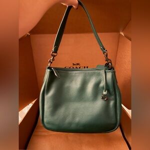 Coach dark pine pebble Leather Women's shoulder bag Cary